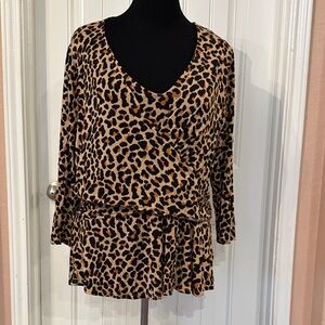 Lane Bryant Swing Collection Surplice Blouse Leopard Print Plus Size 18/20